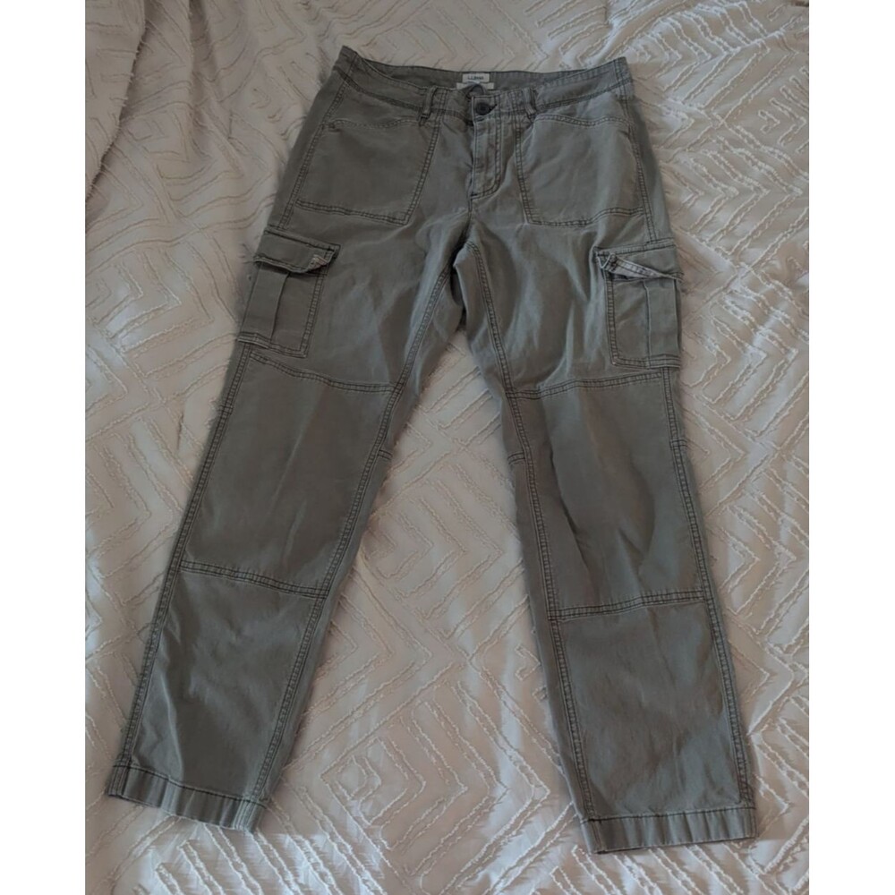 LL Bean Womens Cargo Pants 10 Reg Olive Green Stretch Canvas Gorpcore Workwear